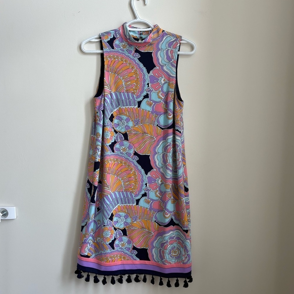 Trina Turk Coconut Floral-Print Mock-Neck Sleeveless Dress - Size XS - Picture 2 of 7